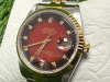Rolex Datejust 18ct Gold & Stainless Wrist Watch, 36mm Red & Black with Diamond Aftermarket Dial, Model 16233. Year 1990. NOTE: no original box or papers available with this watch and we have had verified as original Rolex, other than aftermarket dial, - 3