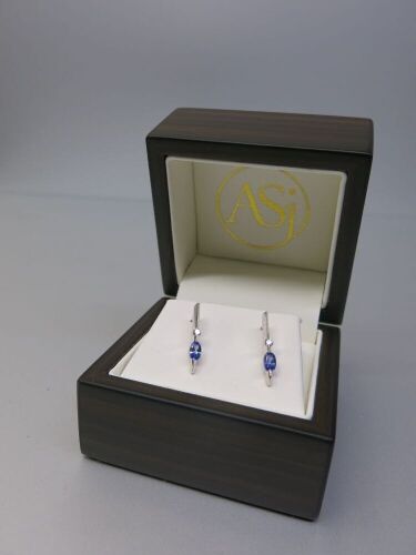 Pair of 18ct White Gold Earrings with Tanzanite & Diamond Spears in Box. RRP &pound;1350.