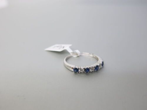 9ct White Gold Ring with 4 Sapphires & 3 Diamonds, Size N. RRP &pound;1175.