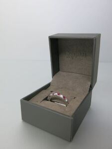 18ct White Gold Ring with 4 x Ruby's & 5 Diamonds, Size J-K. RRP &pound;915.