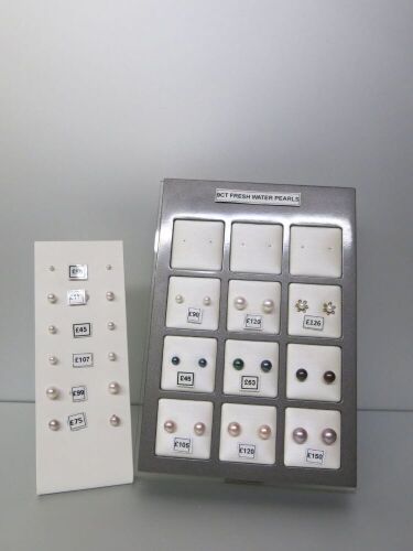 15 x Pairs of Assorted 9ct Gold & Pearl Stud Earrings with RRP Ranging from &pound;45 - &pound;150. Total RRP &pound;1405.