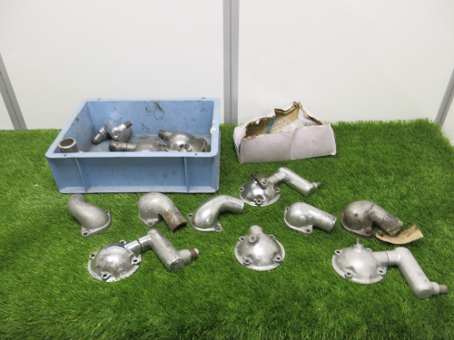 Crate of 16 x Aluminium Thermostat Housing Covers, Plus Box of Misc Housing Gaskets.