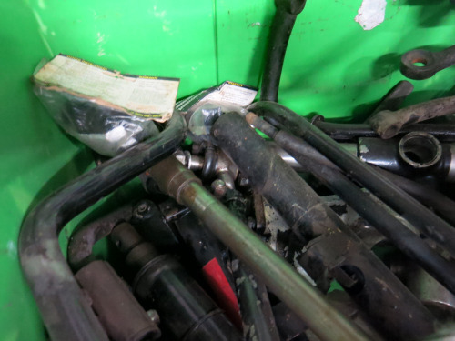 Crate of Jaguar Steering Columns, Anti Roll Bars, Starting Handles Etc.