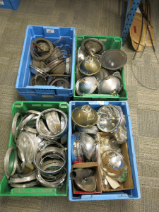 4 x Crates Containing Large Quantity of Sealed Headlights, Head Light Bowls & Chrome Bezels.