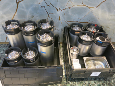 12 x Assorted Sized Kegland Ball Lock Kegs to Include: 5 x 19L, 6 x 9.5L, 1 x 2L Mini Keg & Nukatap FC.