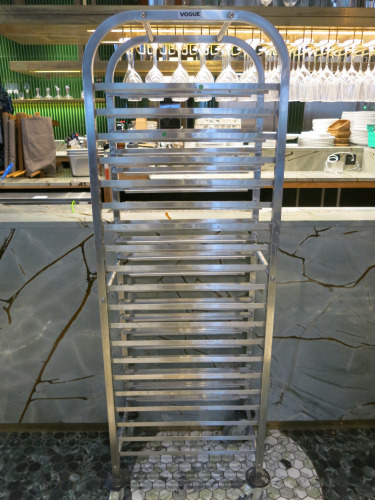 Vogue 20 Rack Stainless Steel Mobile Trolley. Size H173 x W40 x D56cm.