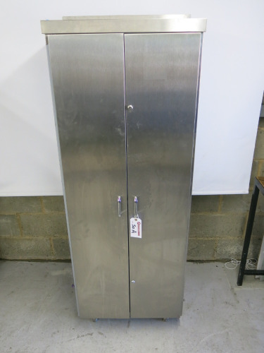 Stainless Steel 2 Door Cupboard with 3 Height Adjustable Shelves. Size H178 x W67 x D40cm.