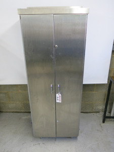 Stainless Steel 2 Door Cupboard with 3 Height Adjustable Shelves. Size H178 x W67 x D40cm.