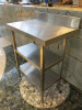 Stainless Steel Prep Table with Part Splash Back & 2 Shelves Under. Size H90 x W79 x D47. - 2