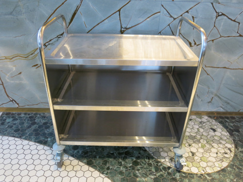 Stainless Steel 3 Tier Catering Trolley. Size H80x W85 x D52cm.