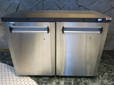 Gamko Anthracite Double Door Undercounter Bottle Cooler, Model MG3/275CS, S/N 202323000231. Size H90 x W120 x D55cm.