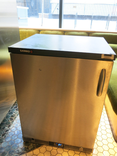 Gamko Anthracite Single Door Undercounter Bottle Cooler, Model GF/100LSCS, S/N 202320000081. Size H84 x W64 x D55cm.