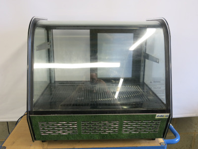 Adexa Countertop Refrigerated Display with 2 Sliding Doors, Model DEL120. Size H69 x W70 x D57cm. NOTE: missing glass shelf.