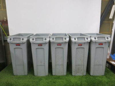 5 x Rubbermaid Slim Jim 60L Grey Bin.