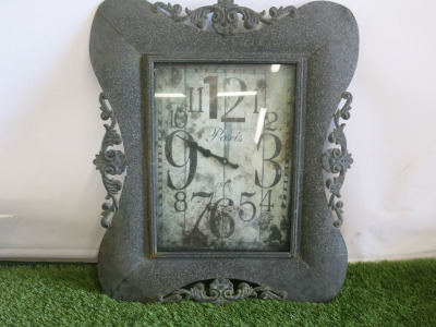 Metal Framed Wall Hanging Battery Powered Clock. Size 65 x 55cm.