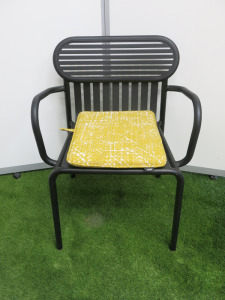 Petite Friture Weekend Black Metal Outdoor Chairs with Petite Friture Weekend Cushion.