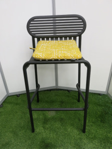 Petite Friture Weekend Black Metal Outdoor High Stall, with Petite Friture Weekend Cushion. Size H105cm.