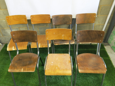 7 x Metal Framed Chairs with Ply Seat & Back Rest. Note: condition as viewed/pictured