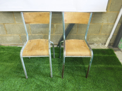 2 x Children's Metal Framed Chairs with Ply Seat & Back Rest