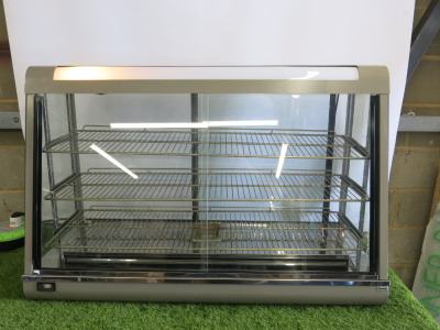 Bartsher Countertop Heated Display with Front & Rear 2 Glass Sliding Doors & 3 Wire Racks. Size H79 x W120 D48cm.