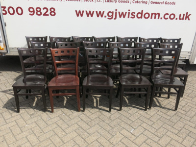 18 x Restaurant/Caf&eacute; Dining Chairs to include: 17 x Dark Wood & 1 x Light Wood.