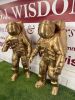 2 x Gold Coloured Lightweight Spaceman Statues, Size H80cm. NOTE: 1 x missing hand. - 2