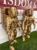 2 x Gold Coloured Lightweight Spaceman Statues, Size H80cm. NOTE: 1 x missing hand. - 3
