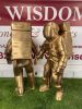 2 x Gold Coloured Lightweight Spaceman Statues, Size H80cm. NOTE: 1 x missing hand. - 5
