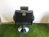 REM Voyager Black Barbers Chair with White Piping, Adjustable Height & Head Rest, S/N 010584. - 10