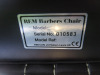 REM Voyager Black Barbers Chair with White Piping, Adjustable Height & Head Rest, S/N 010583. - 8