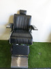 REM Voyager Black Barbers Chair with White Piping, Adjustable Height & Head Rest, S/N 010587.