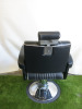 REM Voyager Black Barbers Chair with White Piping, Adjustable Height & Head Rest, S/N 010587. - 3