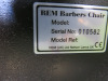 REM Voyager Black Barbers Chair with White Piping, Adjustable Height & Head Rest, S/N 010582. - 5
