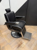 REM Voyager Black Barbers Chair with White Piping, Adjustable Height & Head Rest, S/N 010613.