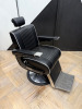 REM Voyager Black Barbers Chair with White Piping, Adjustable Height & Head Rest, S/N 010610.