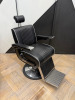 REM Voyager Black Barbers Chair with White Piping, Adjustable Height & Head Rest, S/N 010615.