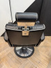 REM Voyager Black Barbers Chair with White Piping, Adjustable Height & Head Rest, S/N 010608. NOTE; Requires bolt in footrest. - 4
