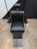 REM Voyager Black Barbers Chair with White Piping, Adjustable Height & Head Rest, S/N 010612. NOTE; Requires bolts in footrest. - 3