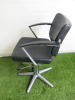 Professional Height Adjustable Barbers Chair on Chrome Base in Black PVC. - 2