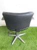 Professional Height Adjustable Barbers Chair on Chrome Base in Black PVC. - 3