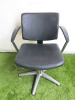 Professional Height Adjustable Barbers Chair on Chrome Base in Black PVC.