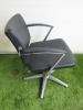 Professional Height Adjustable Barbers Chair on Chrome Base in Black PVC. - 2