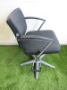 Professional Height Adjustable Barbers Chair on Chrome Base in Black PVC. - 2