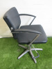 Professional Height Adjustable Barbers Chair on Chrome Base in Black PVC. - 2