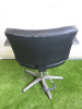 Professional Height Adjustable Barbers Chair on Chrome Base in Black PVC. - 3
