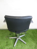 Professional Height Adjustable Barbers Chair on Chrome Base in Black PVC. - 3