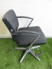 Professional Height Adjustable Barbers Chair on Chrome Base in Black PVC. - 2
