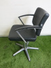 Professional Height Adjustable Barbers Chair on Chrome Base in Black PVC. - 2