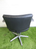 Professional Height Adjustable Barbers Chair on Chrome Base in Black PVC. - 3