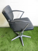 Professional Height Adjustable Barbers Chair on Chrome Base in Black PVC. - 2